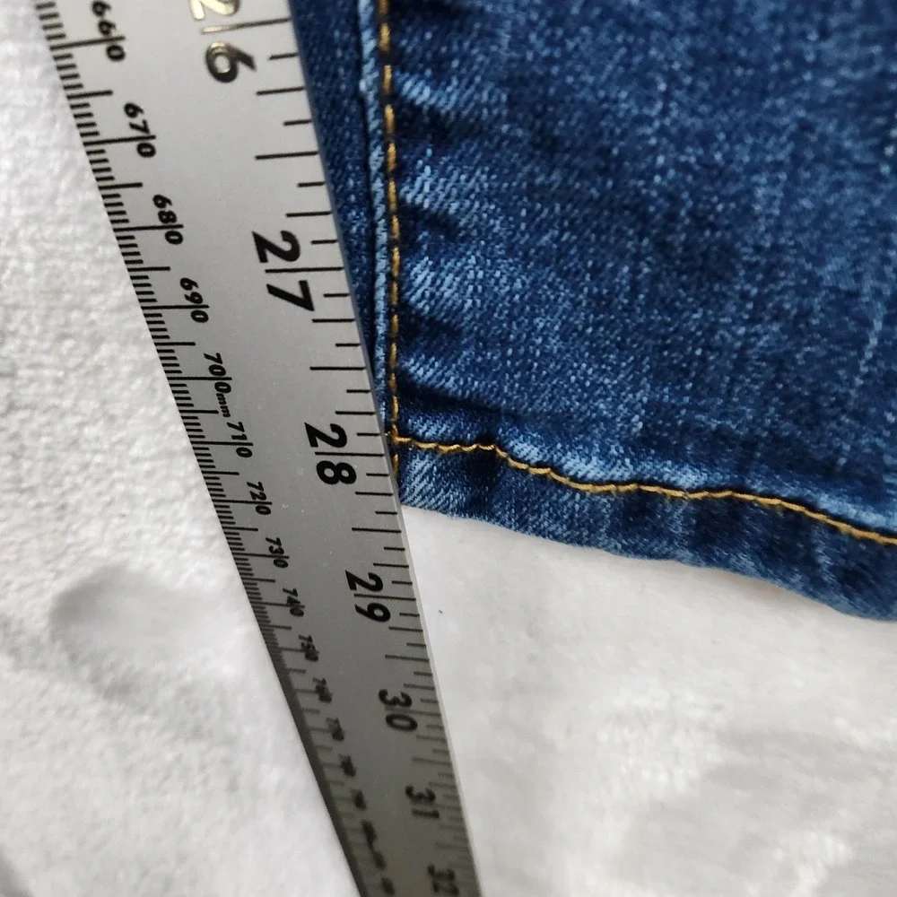 Floral Patch Distressed Skinny Jeans Sz S Blue Stretch Denim‎ Mid Rise Casual